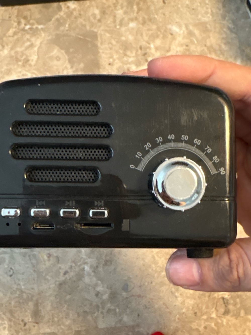 Portable Black Bluetooth Speaker with Chrome Control Knob